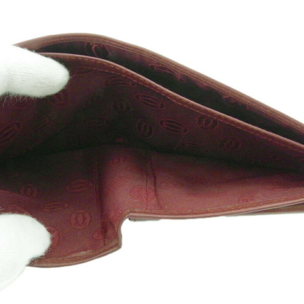 Cartier Two Folded Purse Mastline Bordeaux Leather Authentic USED - Picture 7 of 8